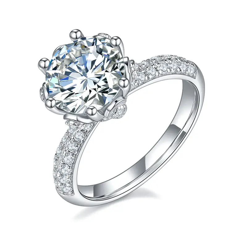 M27E braccio dritto Huashen 3.0 Carats Anello solitario in argento sterling in oro moissanite 1