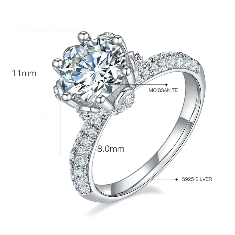 Sterling Silver Moissanite Engagement Rings with GRA Certificate 2