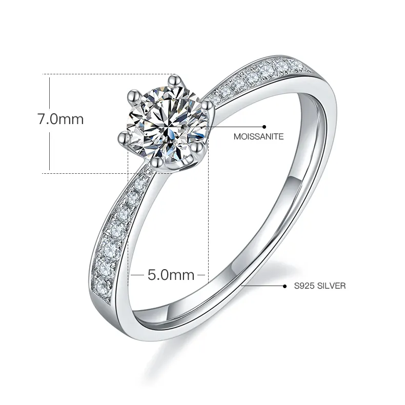 Custom moissanite sterling silver rings wholesale Manufacturer | Messi Jewelry 2