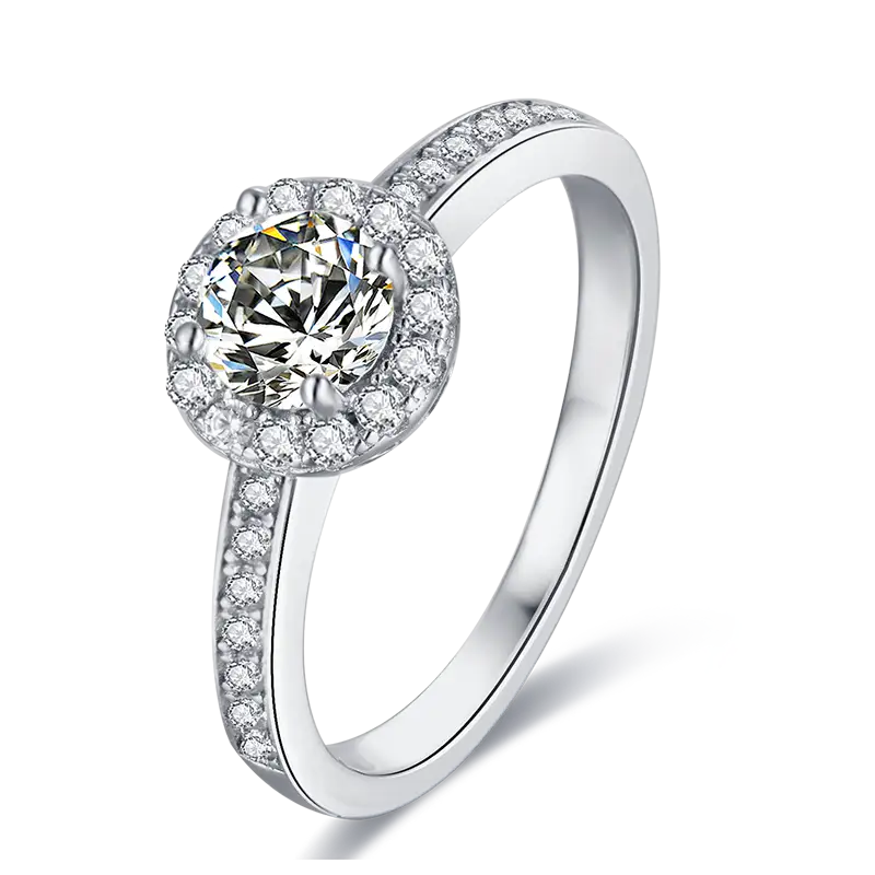 M16B Round Package 1ct Moissanite Gold Plated 925 Sterling Silver Solitaire Ring 1
