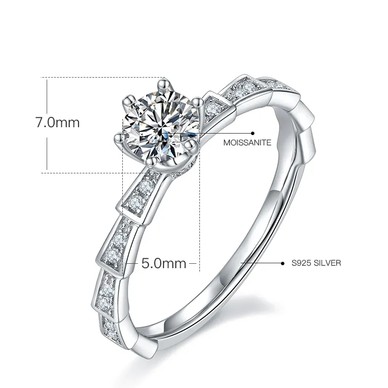 925 Sterling Silver Moissanite Rings with GRA Certificate. 2