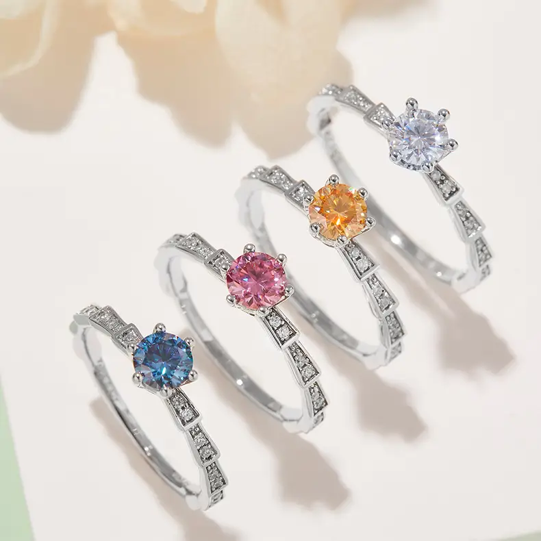925 Sterling Silver Moissanite Rings with GRA Certificate. 5