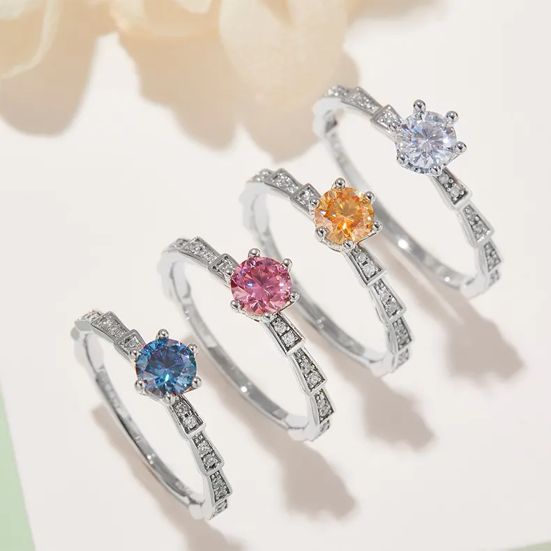 925 Sterling Silver Moissanite Rings with GRA Certificate. 5