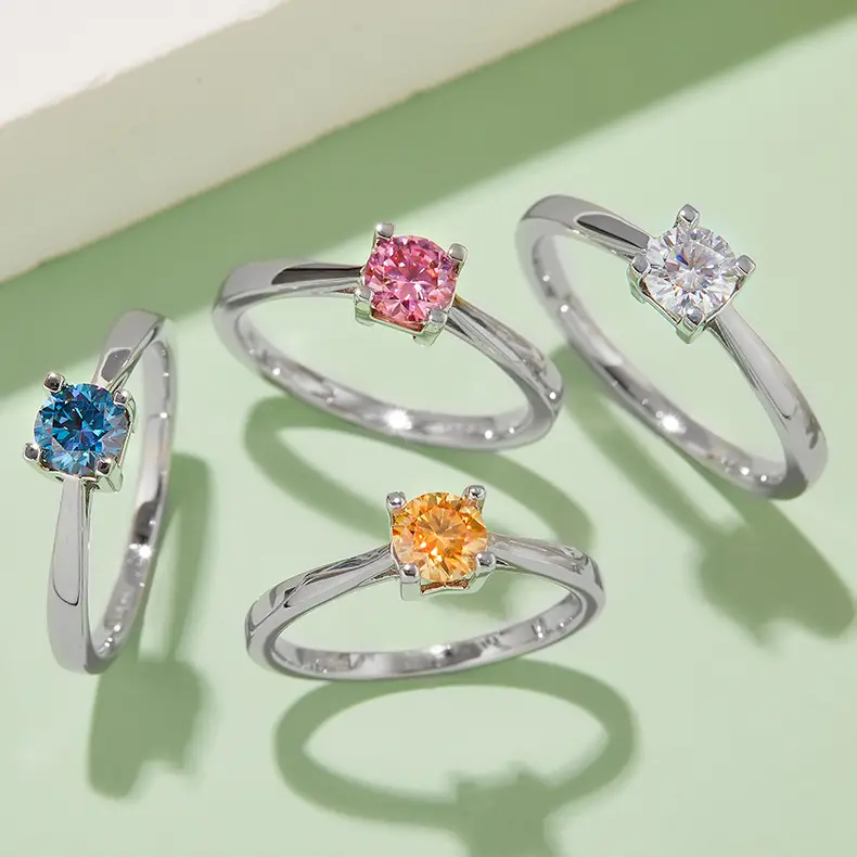 newly 925 sterling silver moissanite rings highly rated | Messi Jewelry 6