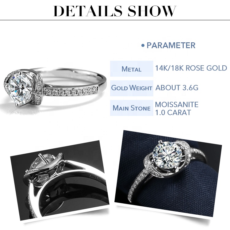 Messi Alahas - Messi Alahas 14k 18k solidong singsing nga bulawan nga adunay 1ct nga lingin nga moissanite nga diamante nga singsing para sa mga singsing sa engagement sa kasal 10