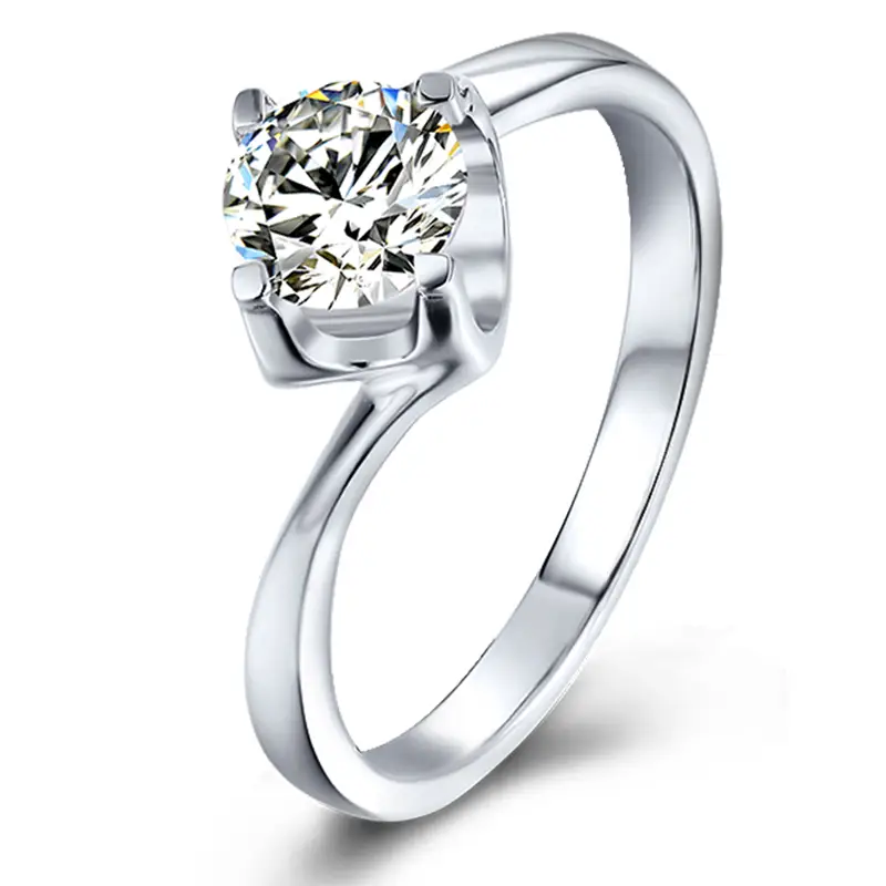 M04F Twist Arm Cow Head 1ct Moissanite Gold Plated 925 Sterling Silver Solitaire Ring 1