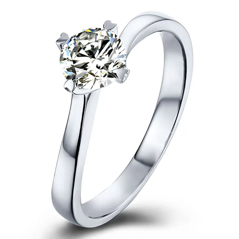 M02d 4 발톱 트위스트 암 1ct Moissanite Gold 도금 925 스털링 실버 솔리테어 링 1