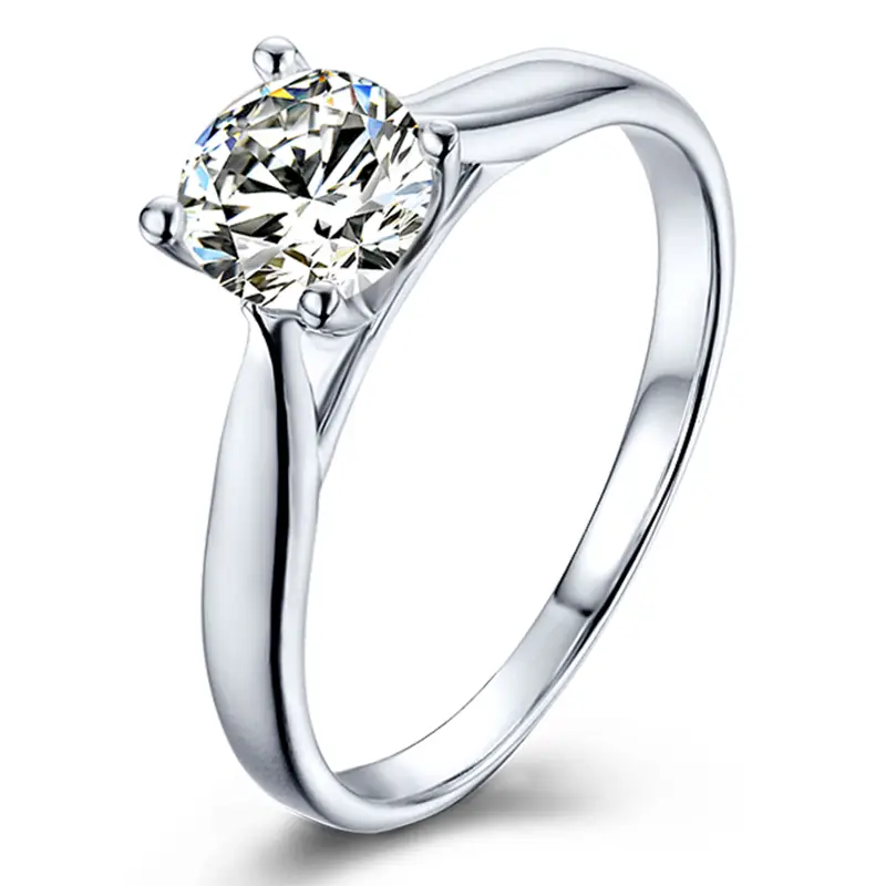 M02C Mezzanino Four Claw 1ct Moissanite Gold Plarato 925 Anello solitario in argento sterling 1