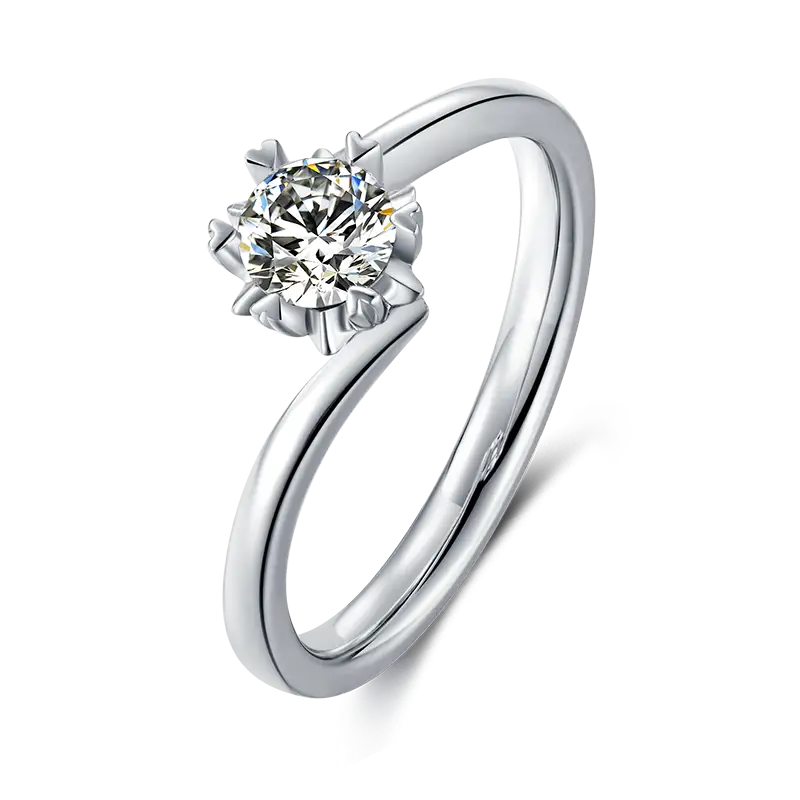 M01D Twist braccio Snow Flake 1ct Moissanite Gold placcato 925 anello solitario in argento sterling 1