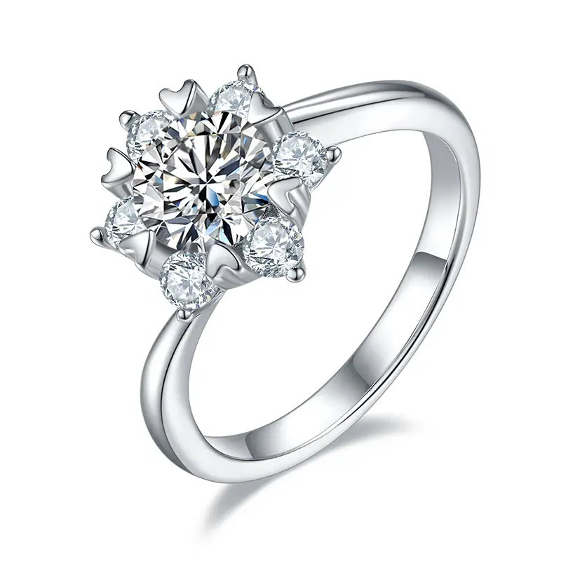 M52A Star Flower 1ct Moissanite Gold Plodato 925 Sterling Silver Solitaire Anello 1