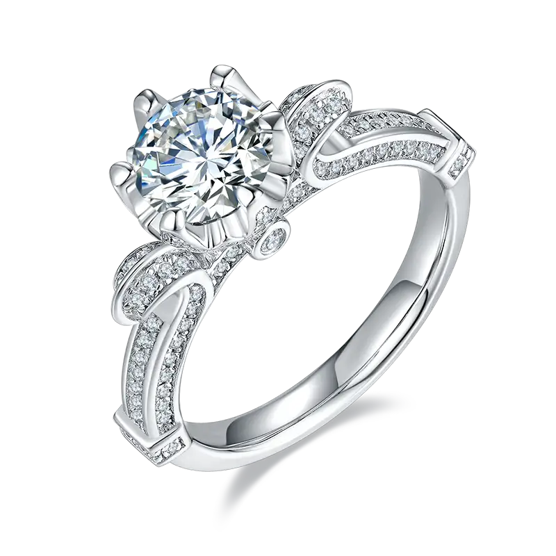 M50A Swan Lake 1ct Moissanite Gold Plaked 925 Sterling Silver Solitaire Anello 1
