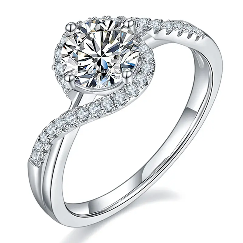 M46A Angel's Eye 1ct Moissanite Gold Plaked 925 Sterling Silver Solitaire Anello 1