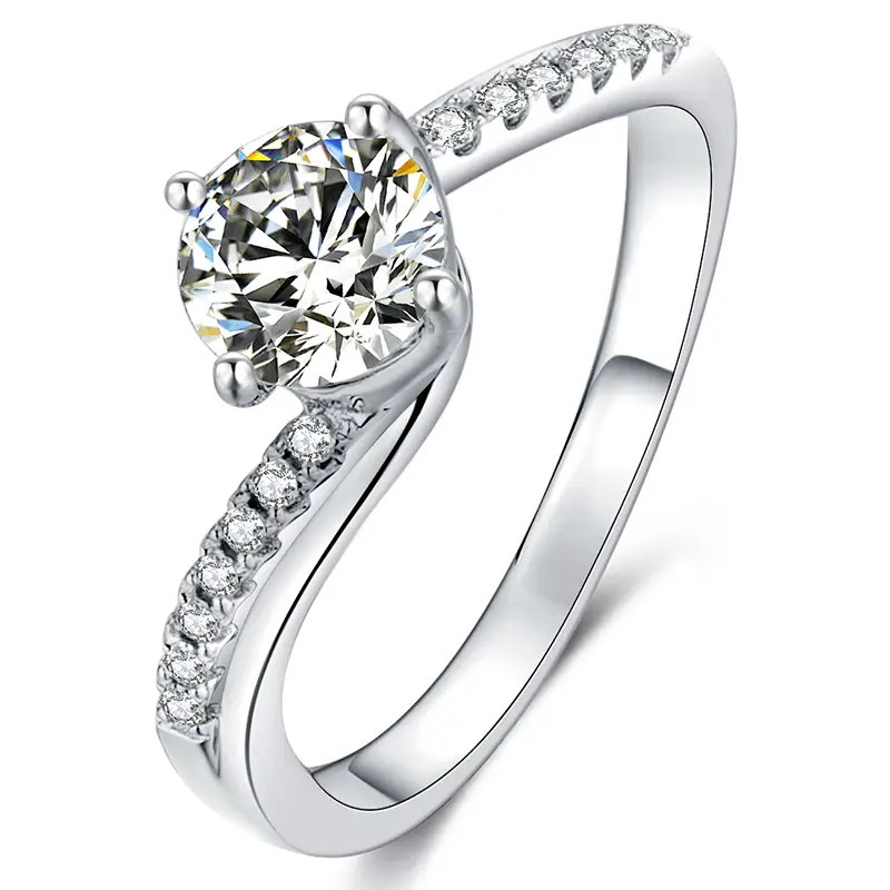 M36A Happy Embrace 1ct Moissanite Gold Plaked 925 Sterling Silver Solitaire Angh 1