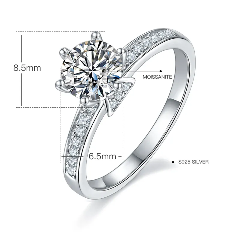 Moissanite Sterling Silver Wedding Rings with GRA Certificate 2