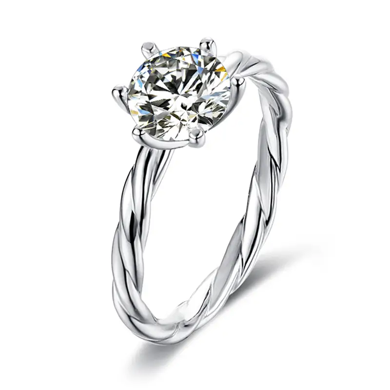 M18A Vine da 1CT Oro Moissanite Plactato 925 Anello solitario in argento sterling 1