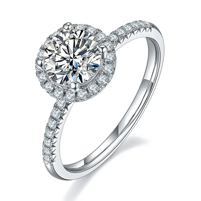 Anello solitario m16f panino classico 1ct in oro moissanite 925 in argento sterling 1