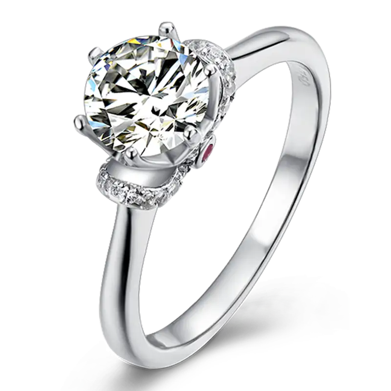M10A V-Crownon con vero anello solitario in argento sterling in oro moissanite. 1