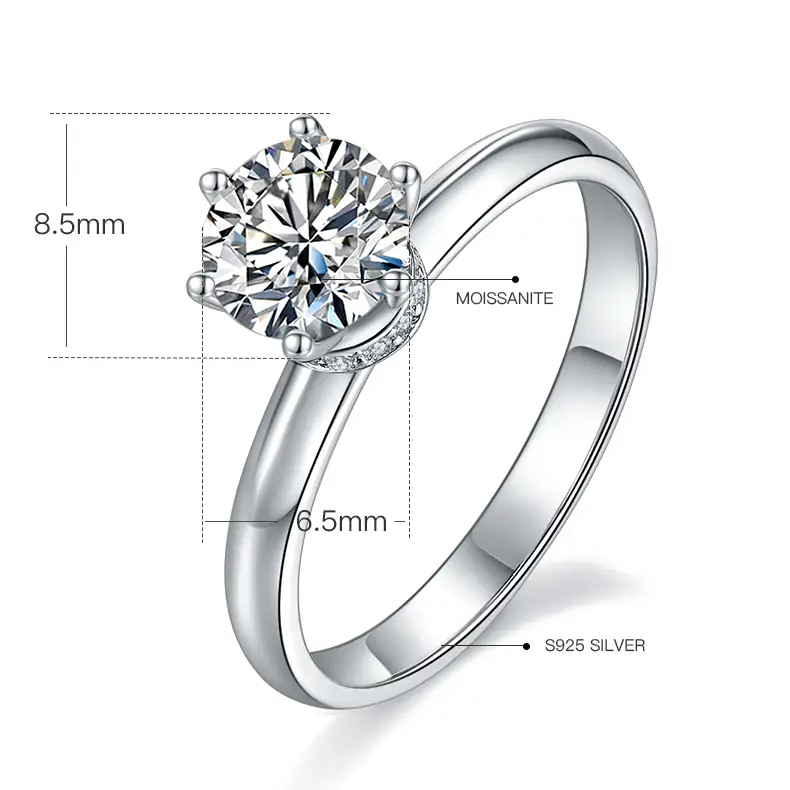 Moissanite Silver Engagement Ring with GRA Certificate 2