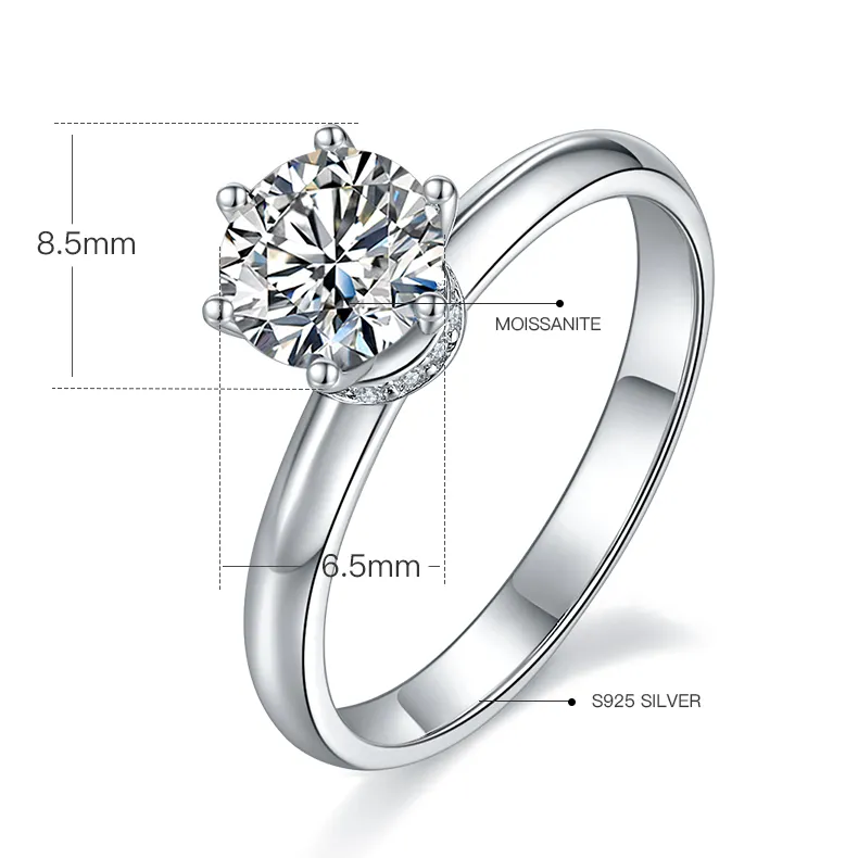 Moissanite Silver Engagement Ring with GRA Certificate 2