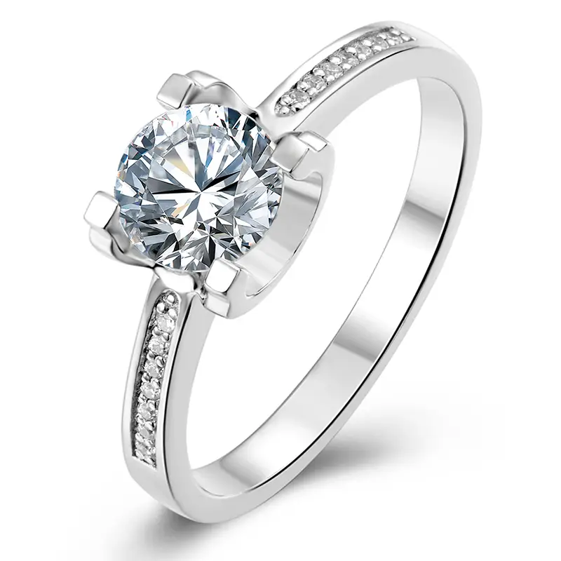 M04D Micro inlaid ox head 1ct Moissanite Gold Plated 925 Sterling Silver Solitaire Ring 1