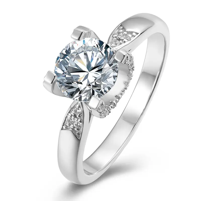 M04B V-Side Micro Mounted Bull Head 1ct Moissanite Gold Plated 925 Sterling Silver Solitaire Ring 1