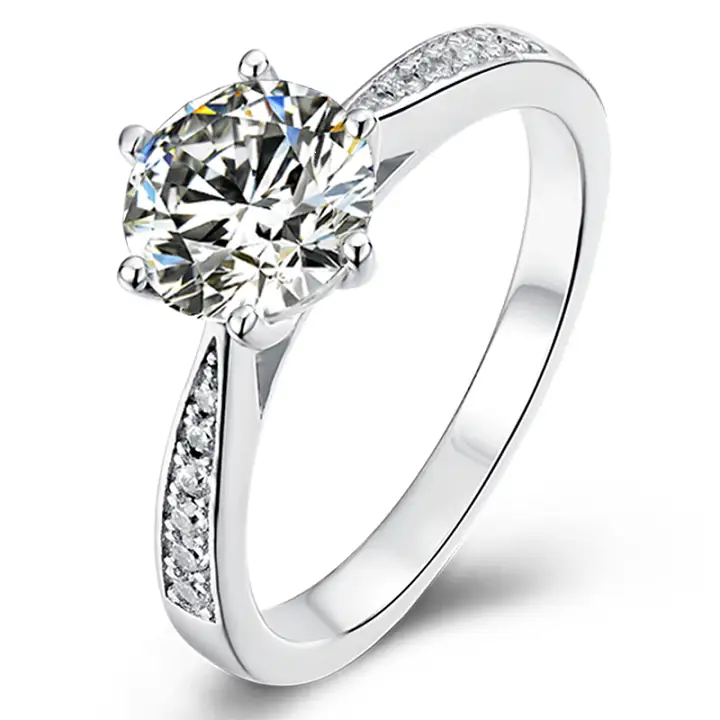 M03B Micro-intarsio con sei artigli 1ct moissanite oro anello solitario in argento sterling 1