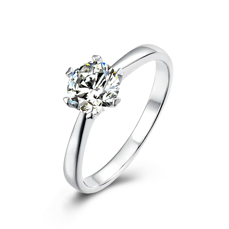 M03A Classic Six Claws 1ct Moissanite Gold Plaked 925 Sterling Silver Solitaire Anello 1