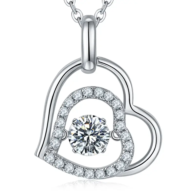 VECCHI CLASSI CLASSI 0,5 CT Forma cardiaco moissanite bianco Placted 925 collana di moissanite in argento sterling 1