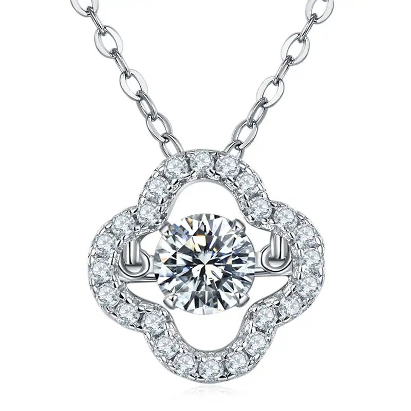 Classici Oldc Classici 0,5 CT MOISSanite Oro bianco Plorato 925 Collana in moisanite in argento sterling 1
