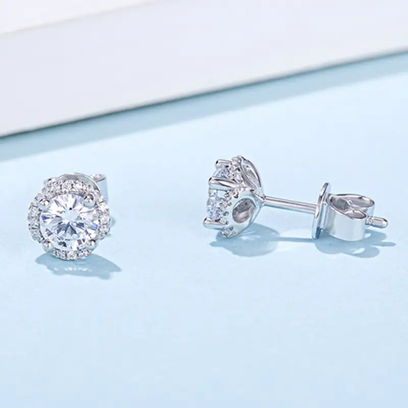 moissanite silver earrings at Wholesale Prices | Messi Jewelry 4