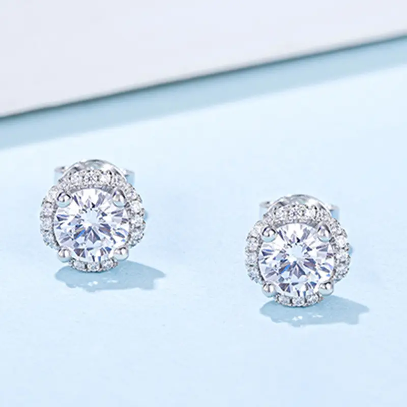 moissanite silver earrings at Wholesale Prices | Messi Jewelry 3