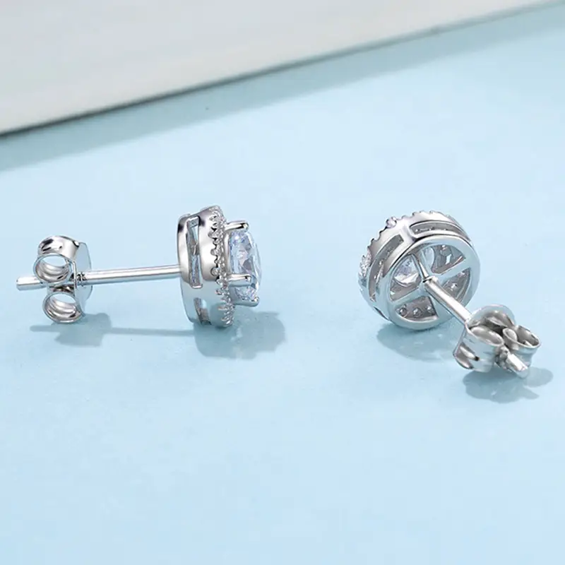 Moissanite Sterling Silver Stud Earrings with GRA Certificate 5