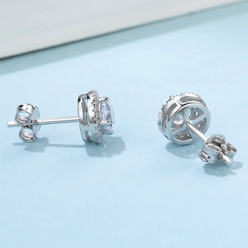 Moissanite Sterling Silver Stud Earrings with GRA Certificate 5