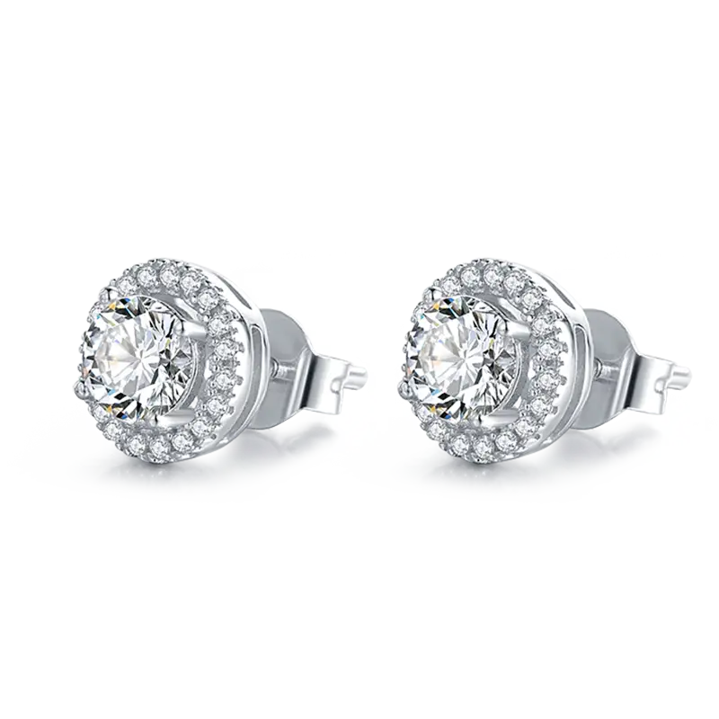 Moissanite Sterling Silver Stud Earrings with GRA Certificate 2