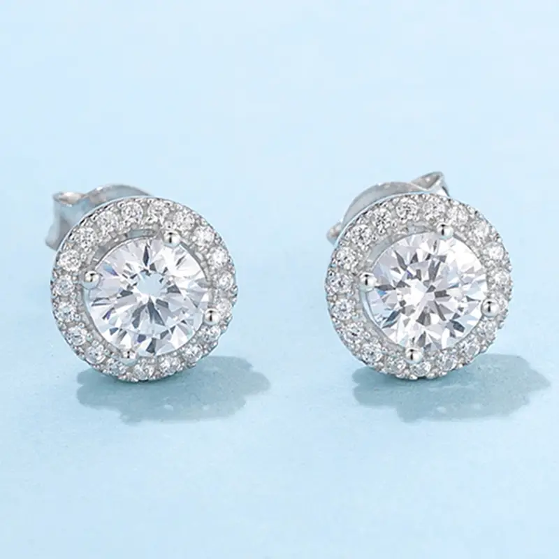 Moissanite Sterling Silver Stud Earrings with GRA Certificate 3