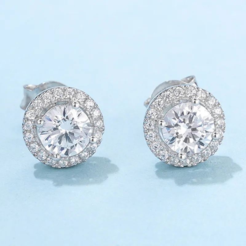 Moissanite Sterling Silver Stud Earrings with GRA Certificate 3