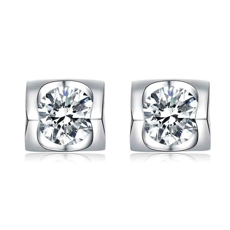 Classici S05A Classici da 0,5 CT MOISSANITE ORGINO PLATO IN SITTURA 925 ORESCHI DI MOISANITÀ STERING 1