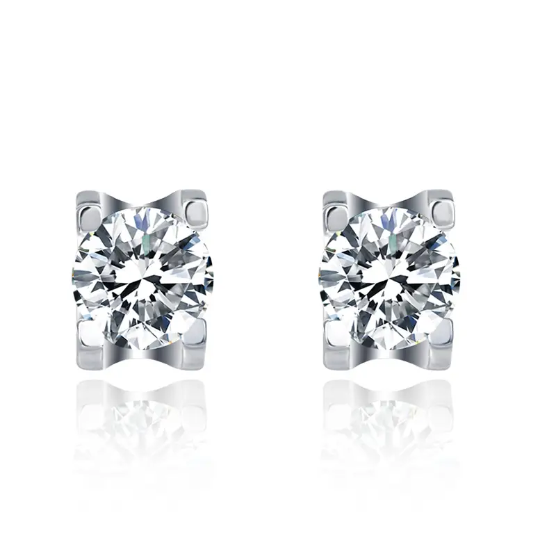 S04A Classics 0.5ct Moissanite White Gold Chapado 925 Earring Moisanite de plata esterlina 1
