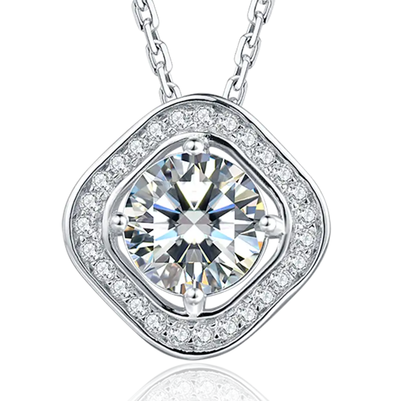 O17A Classici 1CT MOISSanite Oro bianco placcato 925 Collana in moisanite in argento sterling 1