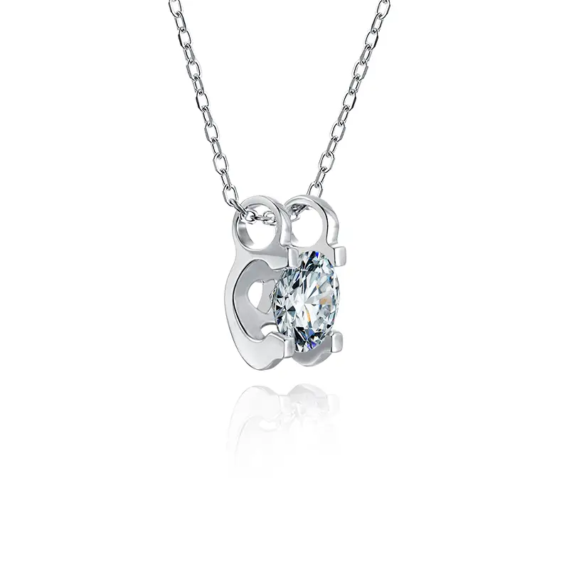 O04A CLASSICS 1CT MOISSanite Oro bianco placcato 925 Collana moissanite in argento sterling 1