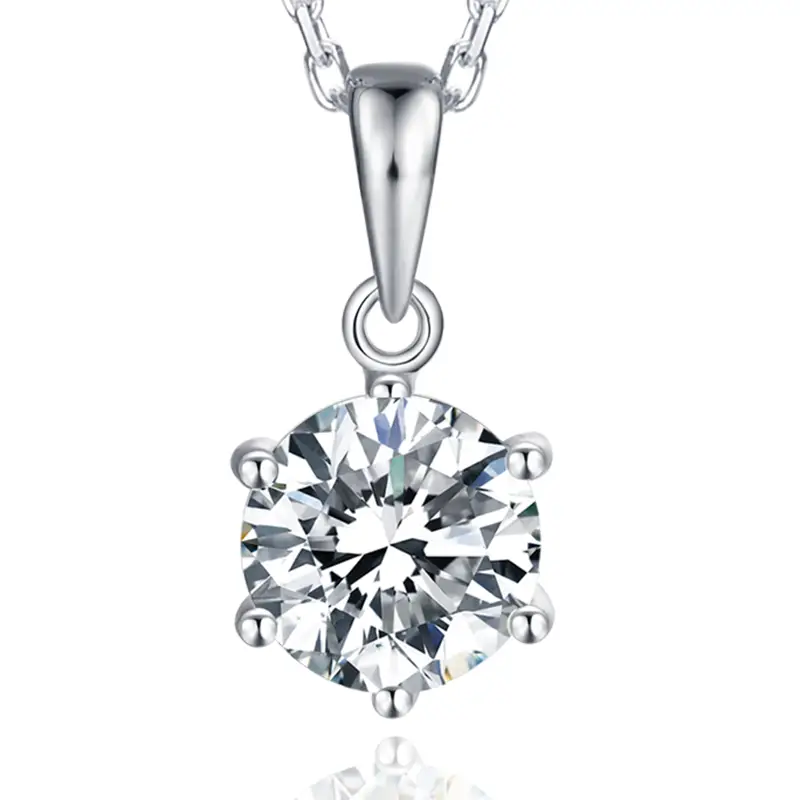 O03A Classici 1CT MOISSanite in oro bianco placcato 925 collana in argento moissanite in argento sterling 1