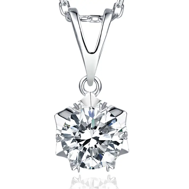 O01A Classici 1ct MOISSanite in oro bianco placcato 925 collana in argento sterling 1