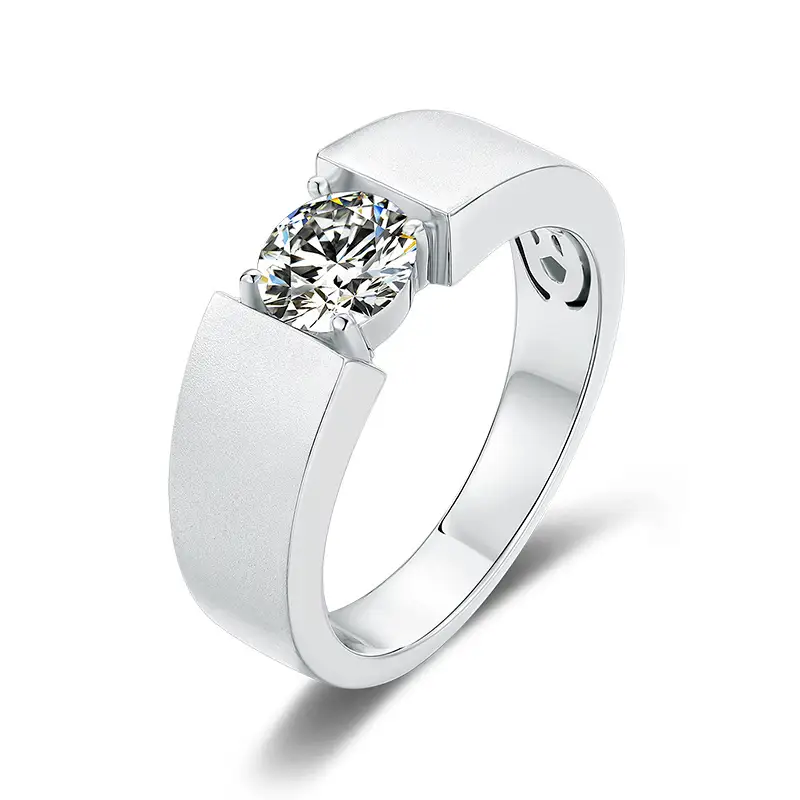 M82A Classics 1ct Moissanite Gold Plaked 925 Sterling Silver Man Ring 1