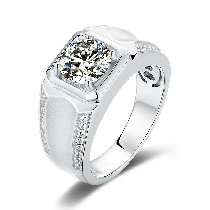 M81B Classics 2ct Moissanite Gold Plaked 925 Sterling Silver Man Ring 1