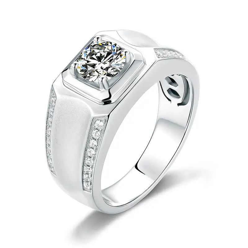 M81A Classics 1ct Moissanite Gold مطلي 925 Sterling Silver Man Ring 1