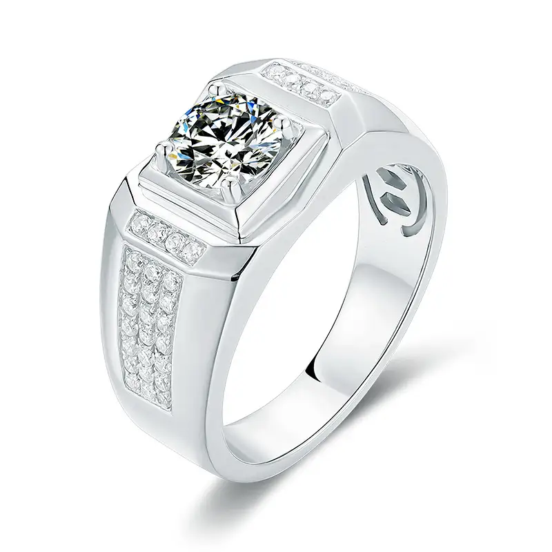 M80A Classics 1CT Moissanite Gold مطلي 925 Sterling Silver Man Ring 1