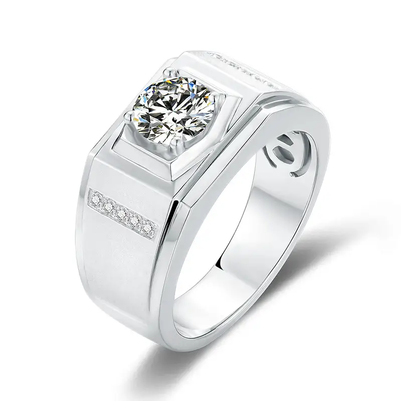 M79A Classics 1ct Moissanite Gold Plaked 925 Sterling Silver Man Ring 1
