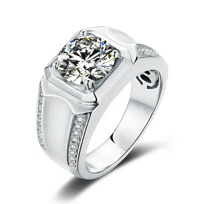 M81C Classics 3CT Moissanite Gold مطلي 925 Sterling Silver Man Ring 1