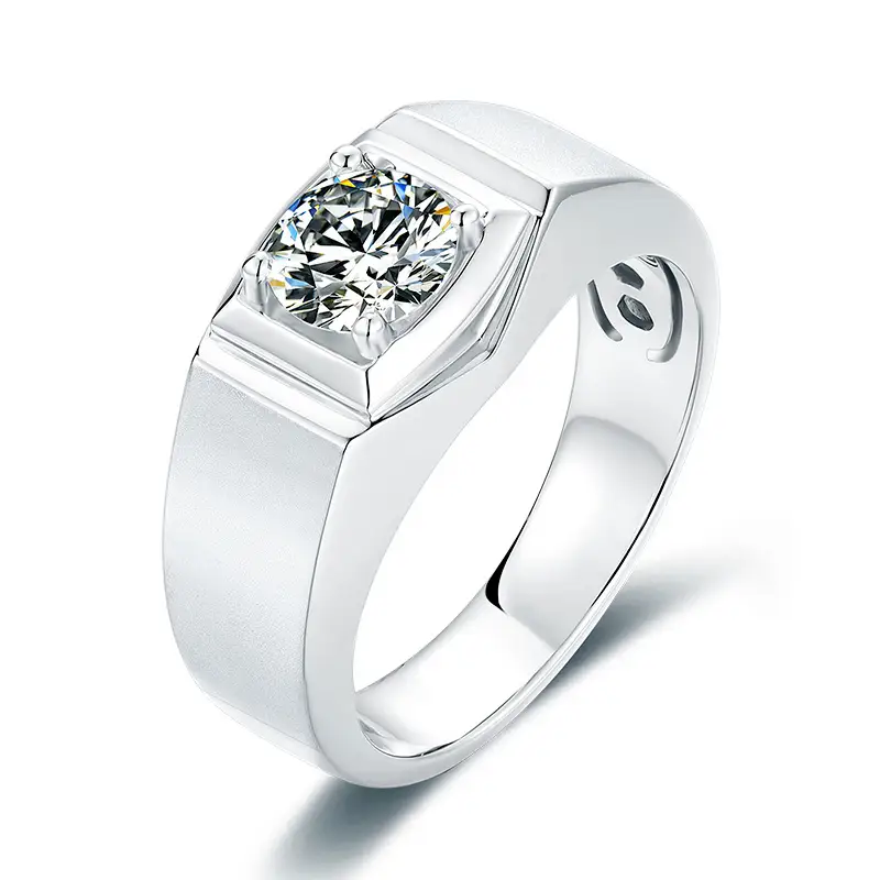 M74A Classics 1ct Moissanite Gold Plaked 925 Sterling Silver Man Ring 1