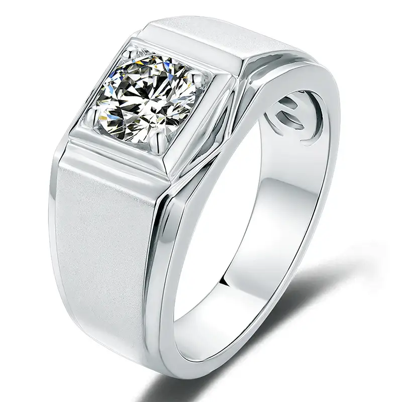 M72A Classics 1ct Anello da uomo in argento Sterling in oro bianco moissanite 1
